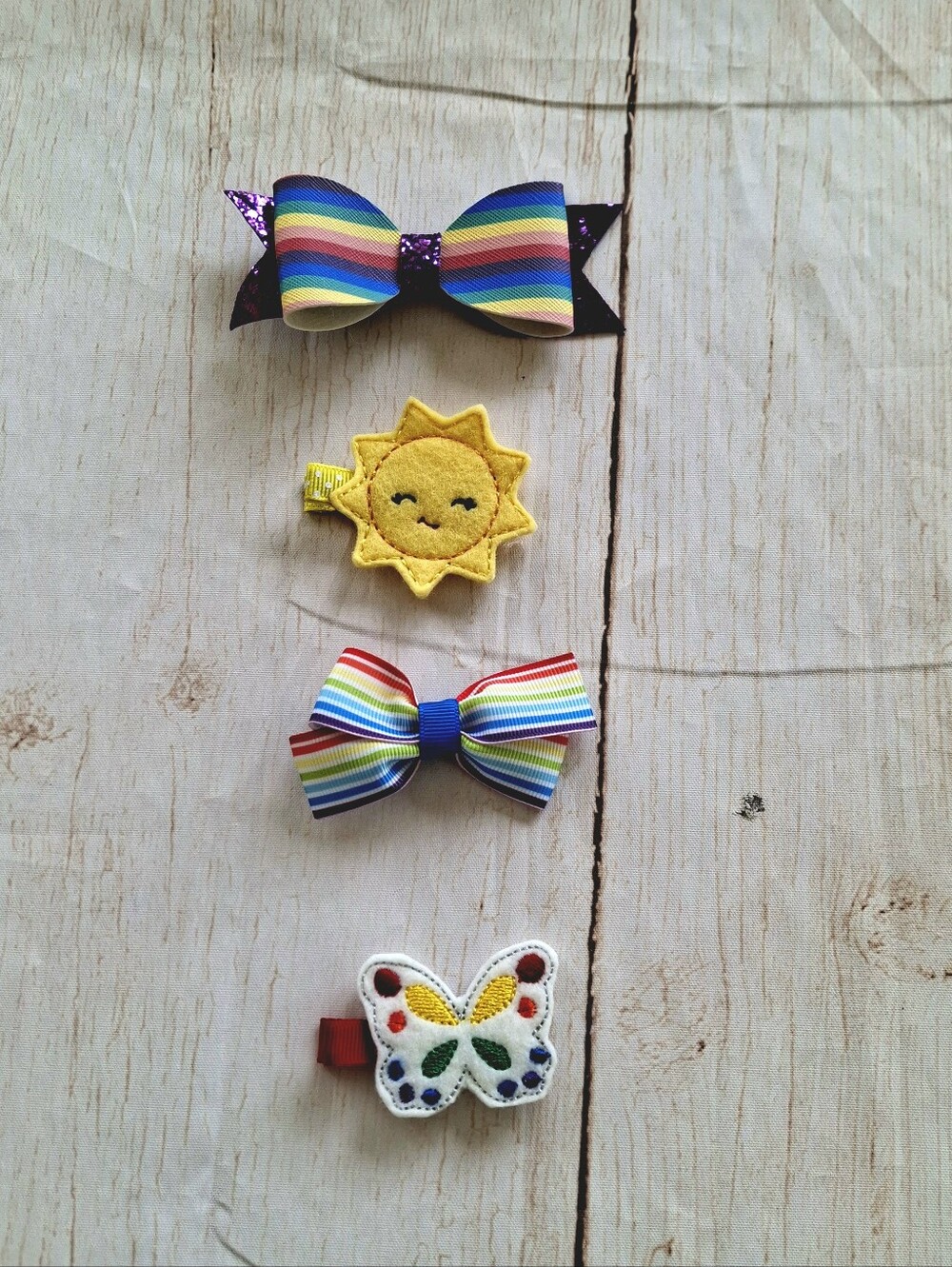 Hair Clips Bundle Sunshine And Rainbows NEW Handmade Girls Hair Accessories